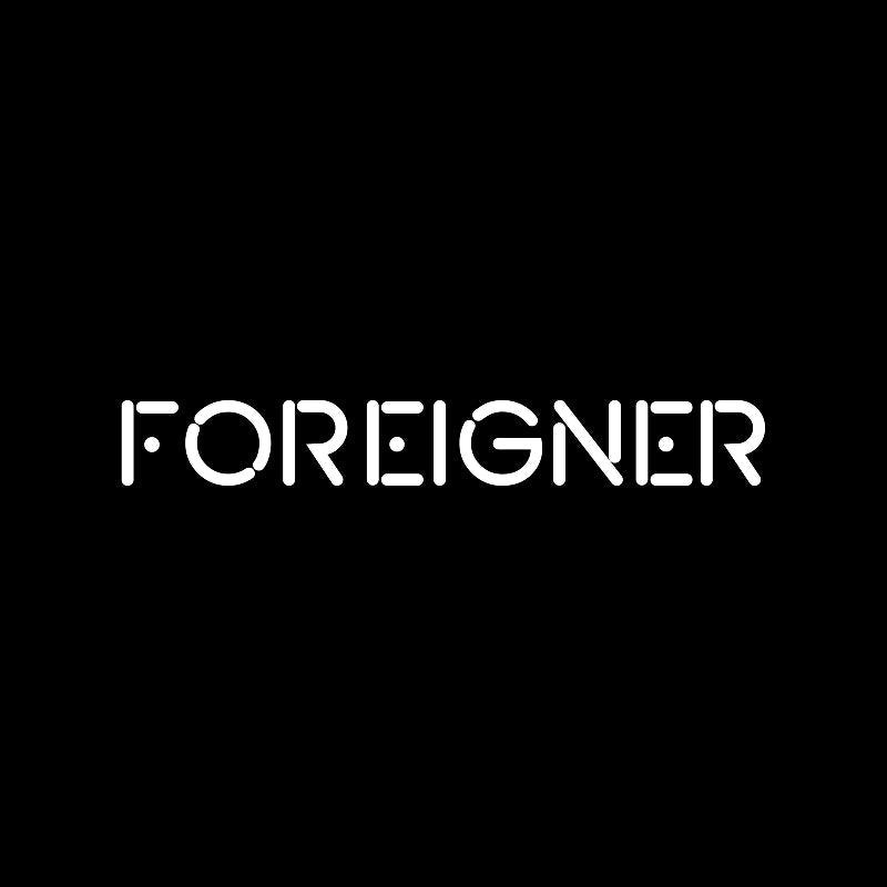 Foreigner Band Logo White on Black Background