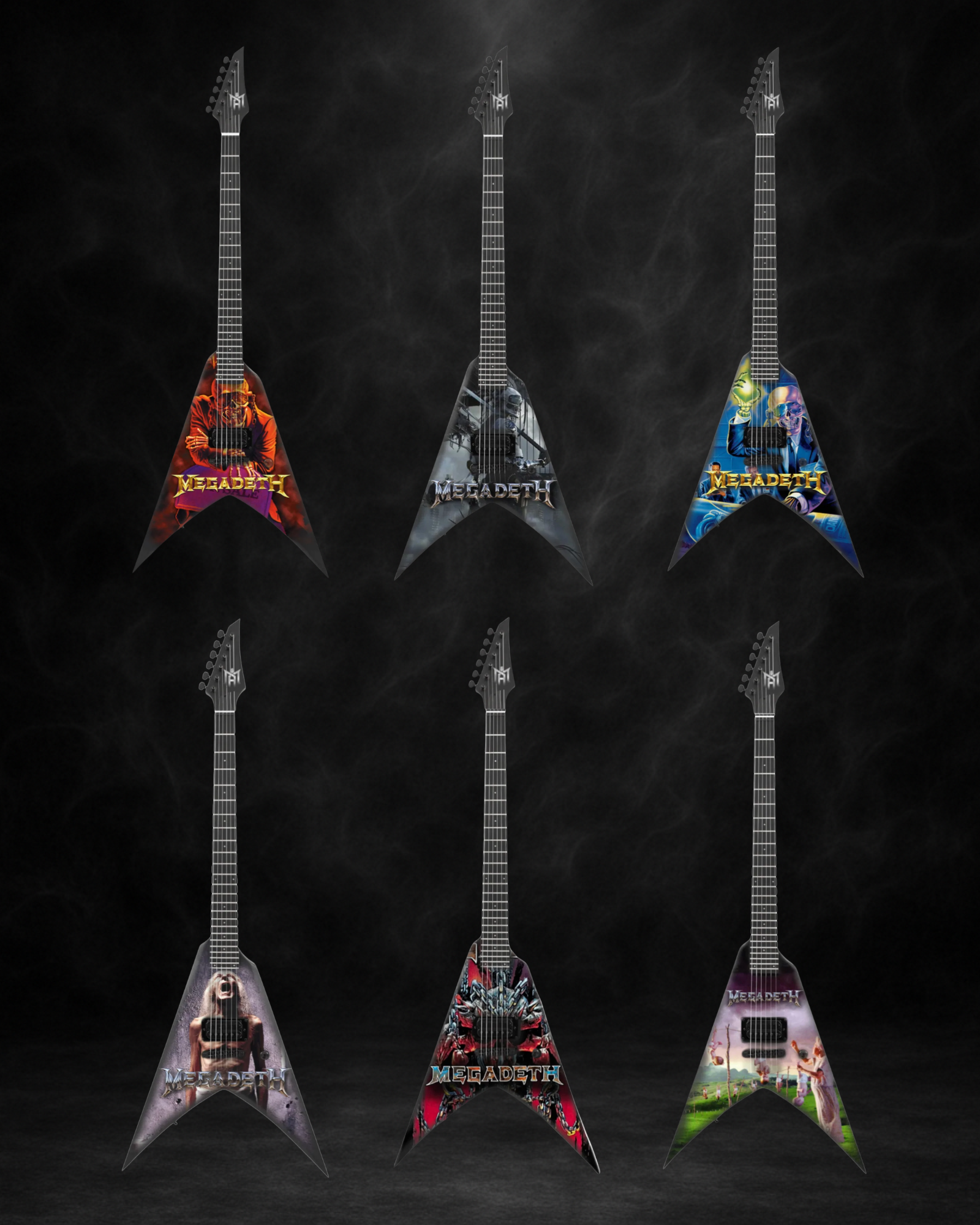 Megadeth - The Complete Megadeath Miniature Guitar Set – All 6 Official Designs