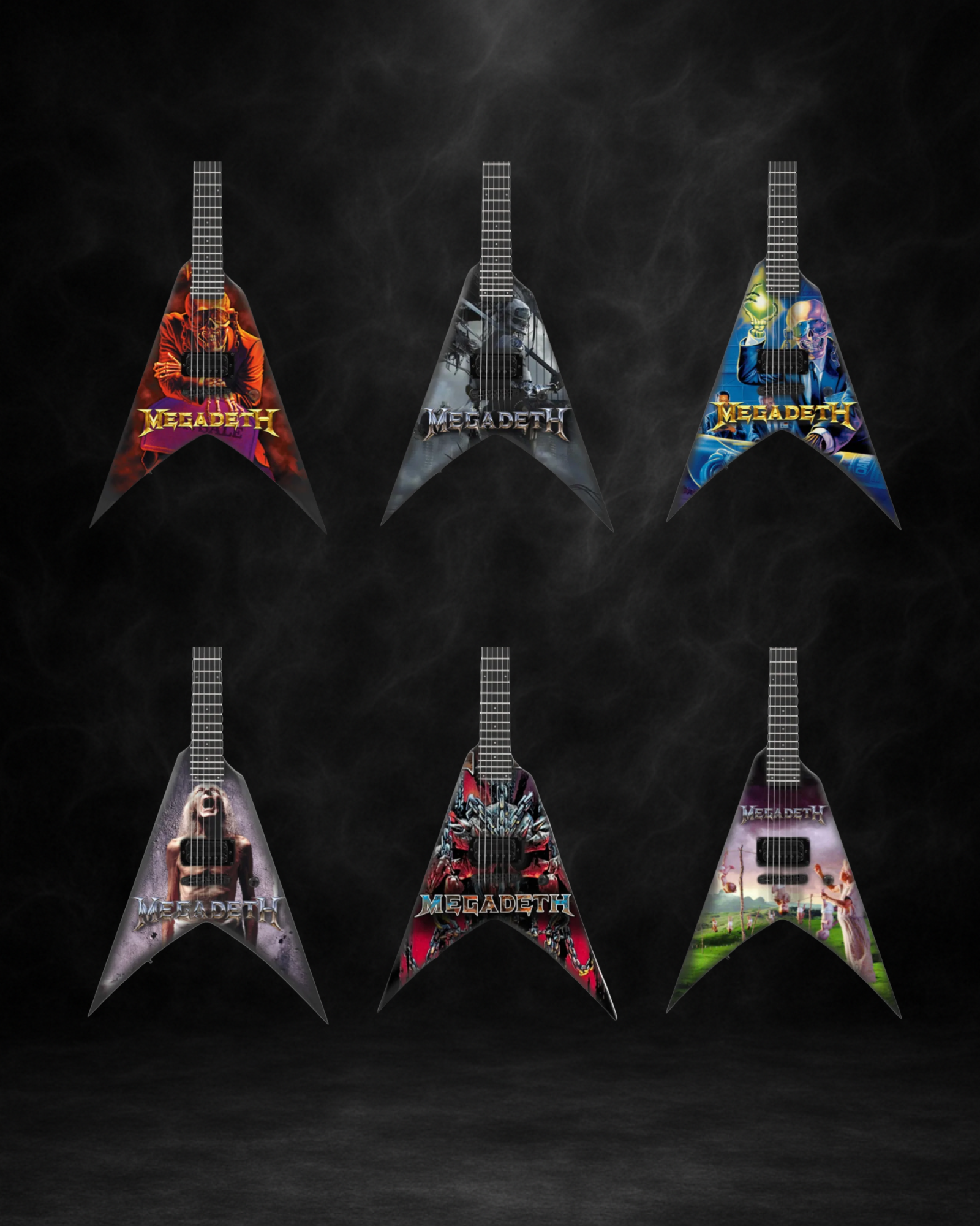 Megadeth - The Complete Megadeath Miniature Guitar Set – All 6 Official Designs