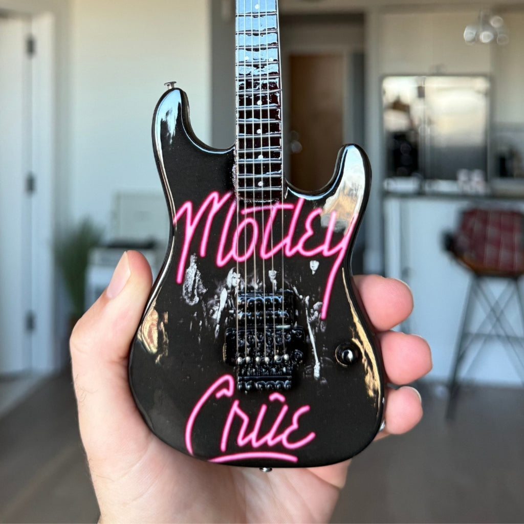 The Complete Mötley Crüe Album Cover Mini Axe Set – All 4 Official Mini Guitar Designs
