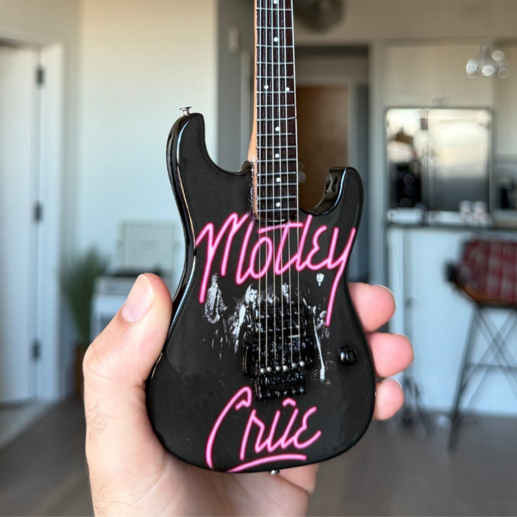 The Complete Mötley Crüe Album Cover Mini Axe Set – All 4 Official Mini Guitar Designs