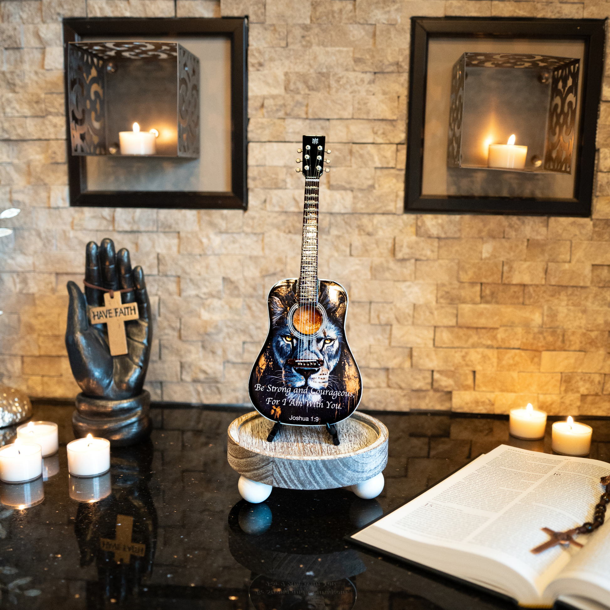 Joshua 1:9 Miniature Guitar