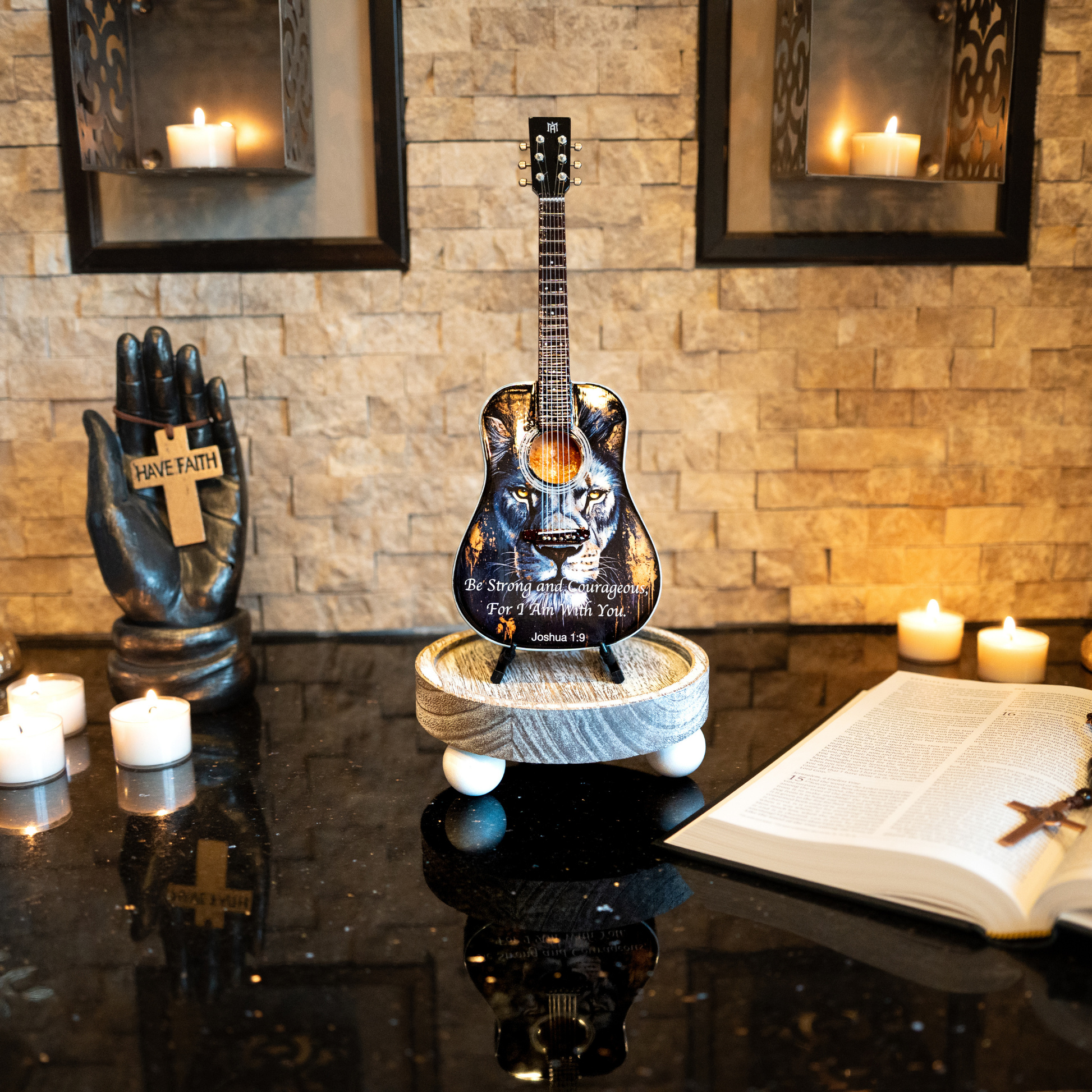 Joshua 1:9 Miniature Guitar