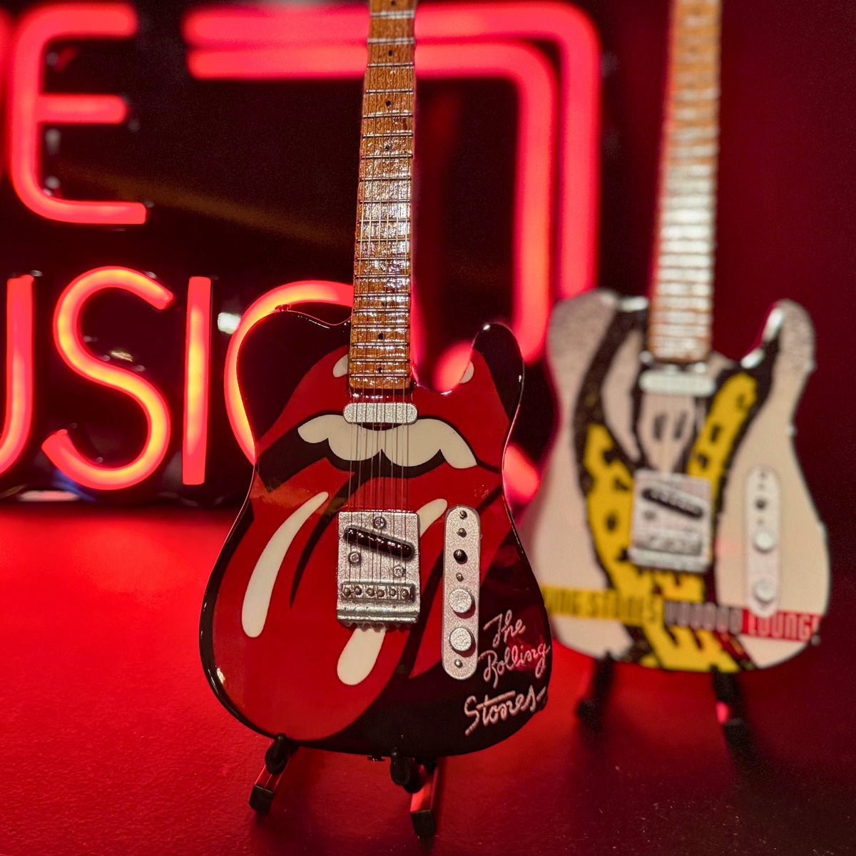 The Rolling Stones "Tongue and Lips" Collectible Miniature Guitar