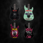 The Complete Mötley Crüe Album Cover Collectible Miniature Guitar Set – All 4 Official Mini Guitar Designs