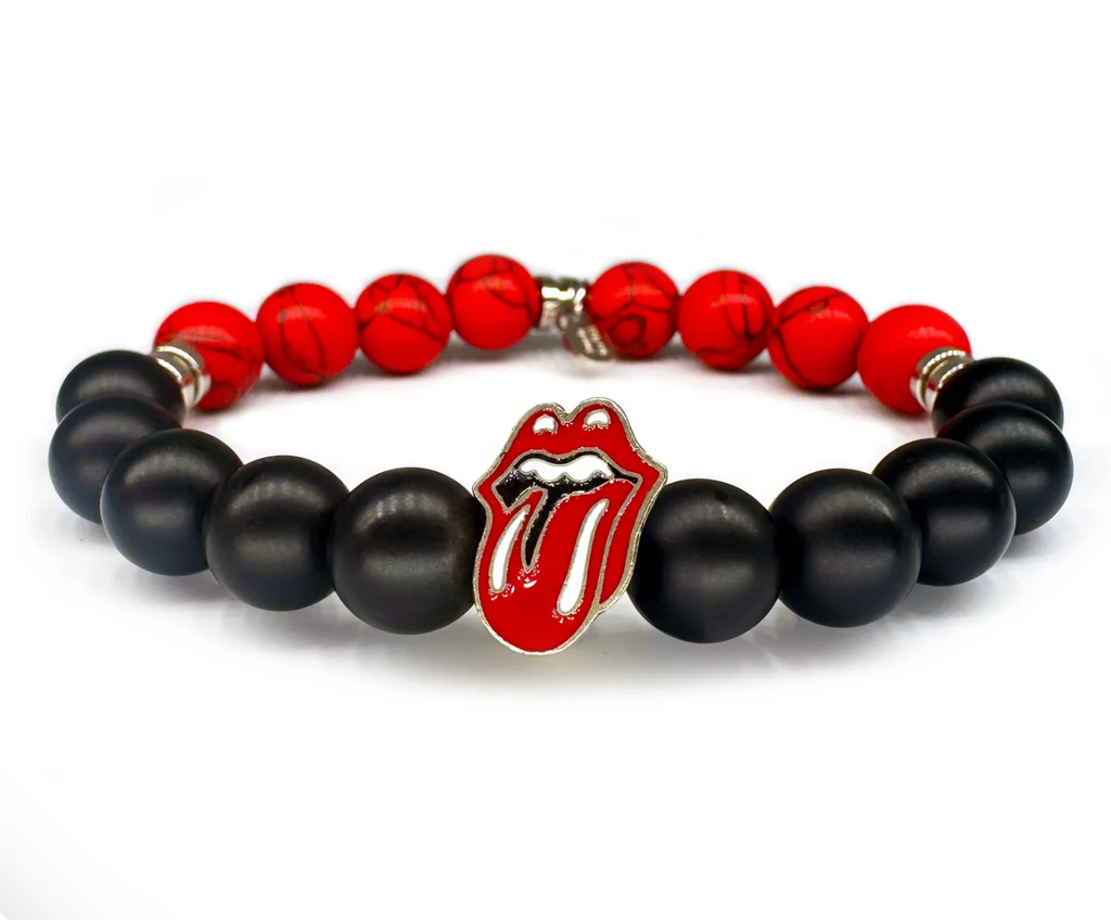 The Rolling Stones "Tongue and Lips" Miniature Guitar and Bracelet