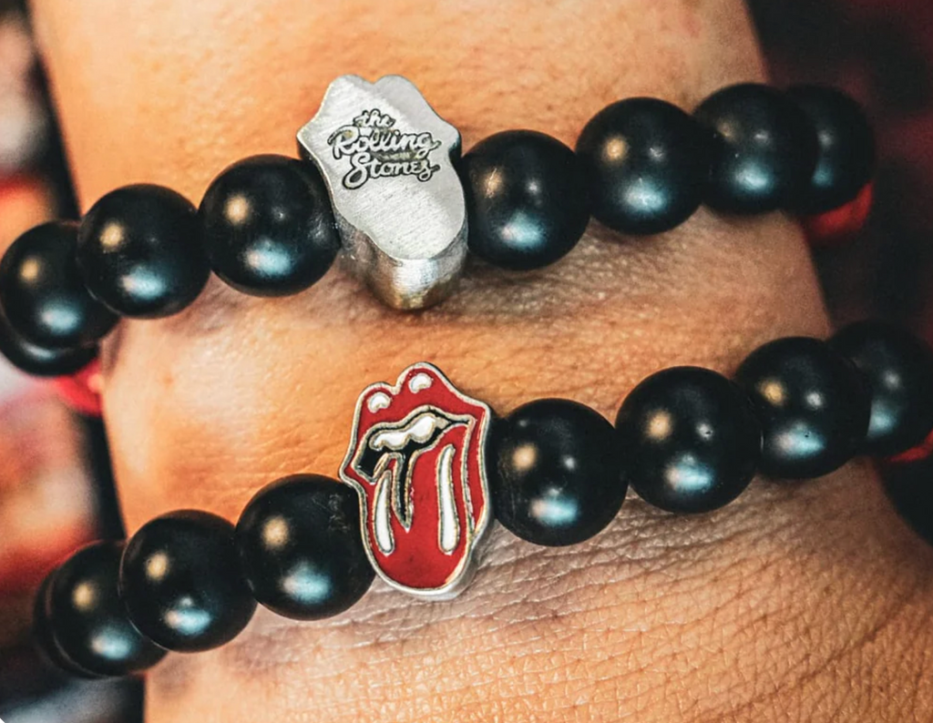The Rolling Stones "Tongue and Lips" Miniature Guitar and Bracelet