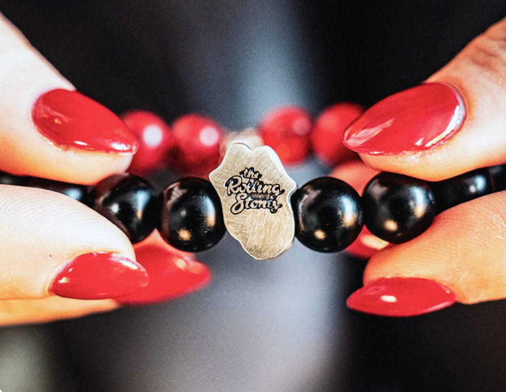 The Rolling Stones "Tongue and Lips" Miniature Guitar and Bracelet