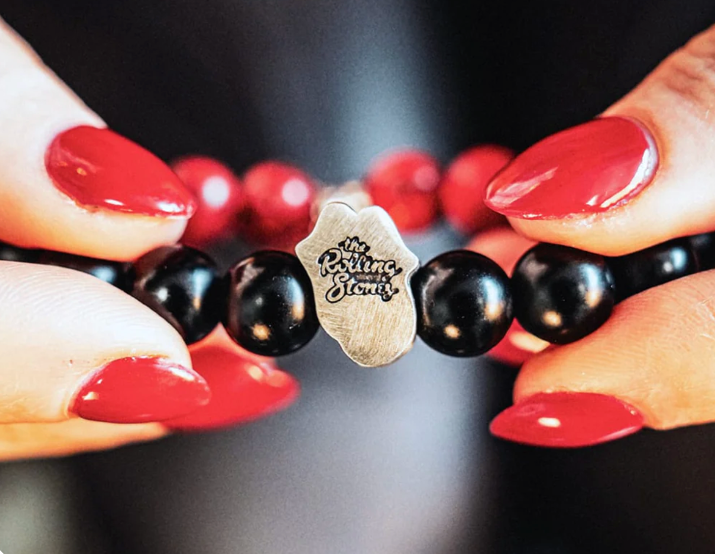 The Rolling Stones "Tongue and Lips" Miniature Guitar and Bracelet