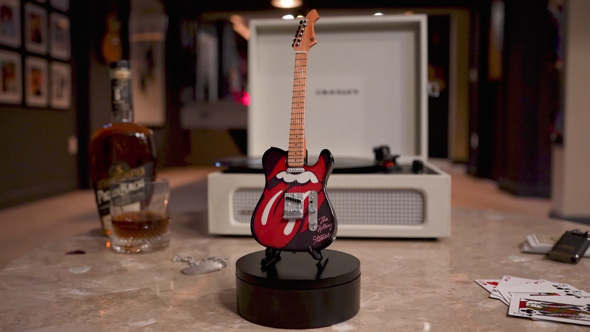 The Rolling Stones "Tongue and Lips" Miniature Guitar